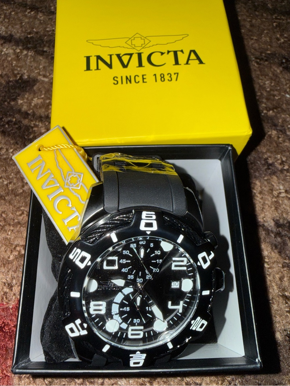 Invicta Bolt Tensil 50mm Black and White Men's Chronograph Sport Watch- New